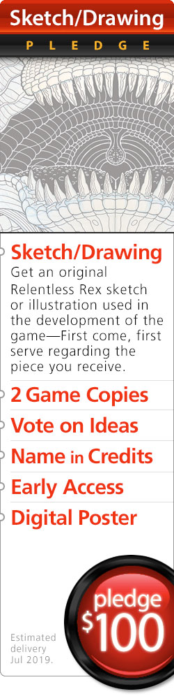 relentless rex shop rewards sketch drawing